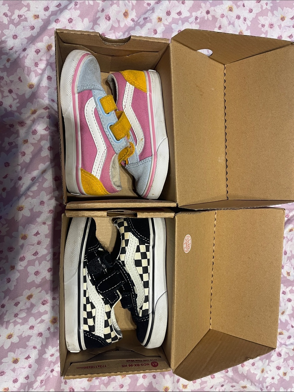 Kids Pink & Yellow Low-Top Sneakers with White Accent